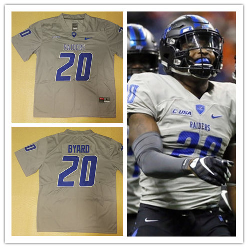  Men's Middle Tennessee State Blue Raiders Custom Nike Grey College Football Jersey 