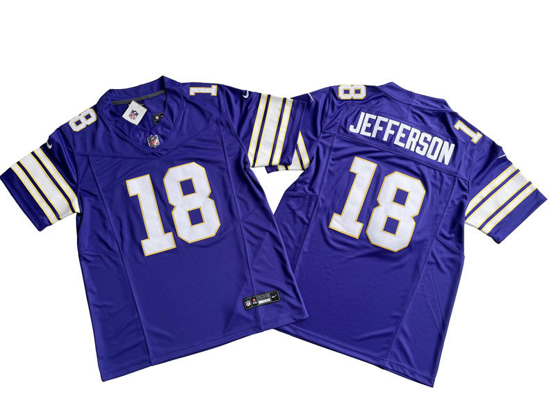  Men's Minnesota Vikings #18 Justin Jefferson Purple Classic F.U.S.E. Limited Jersey 