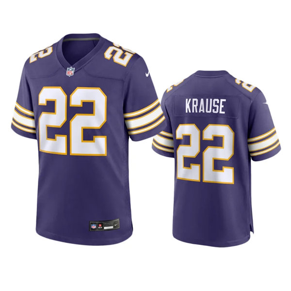  Men's Minnesota Vikings #22 Paul Krause Purple Classic F.U.S.E. Limited Jersey 
