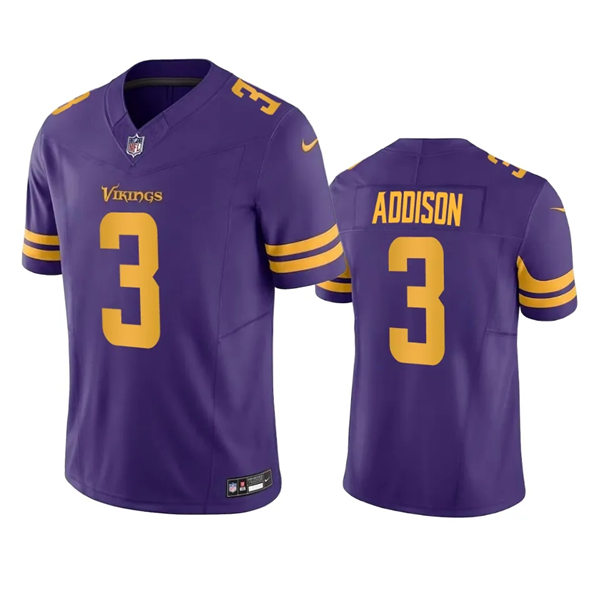 Men's Minnesota Vikings #3 Jordan Addison Nike Purple Color Rush Vapor Untouchable Limited Jersey 