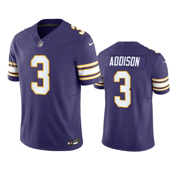  Men's Minnesota Vikings #3 Jordan Addison Purple Classic F.U.S.E. Limited Jersey 