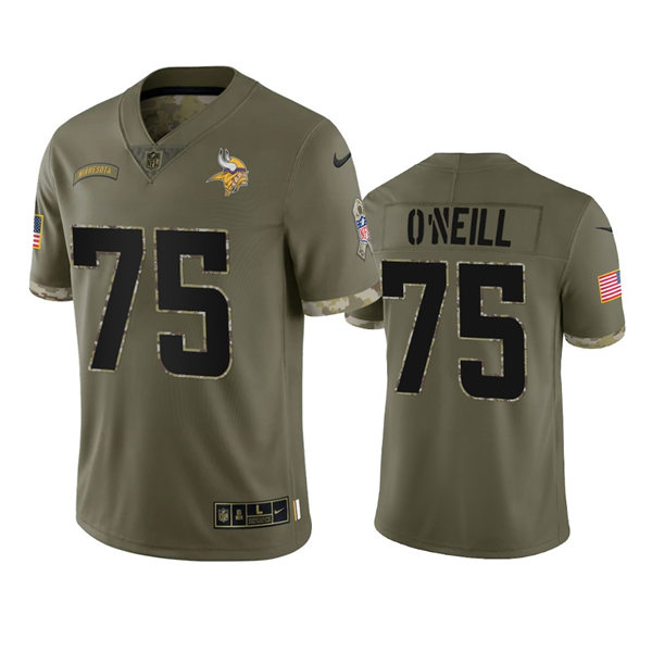  Men's Minnesota Vikings #75 Brian O'neill Olive 2022 Salute To Service Jersey 