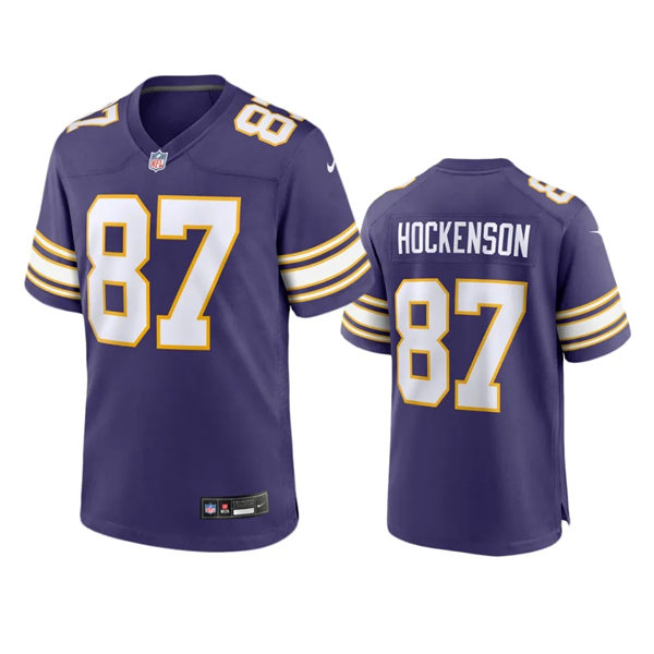  Men's Minnesota Vikings #87 T.J. Hockenson Purple Classic F.U.S.E. Limited Jersey 