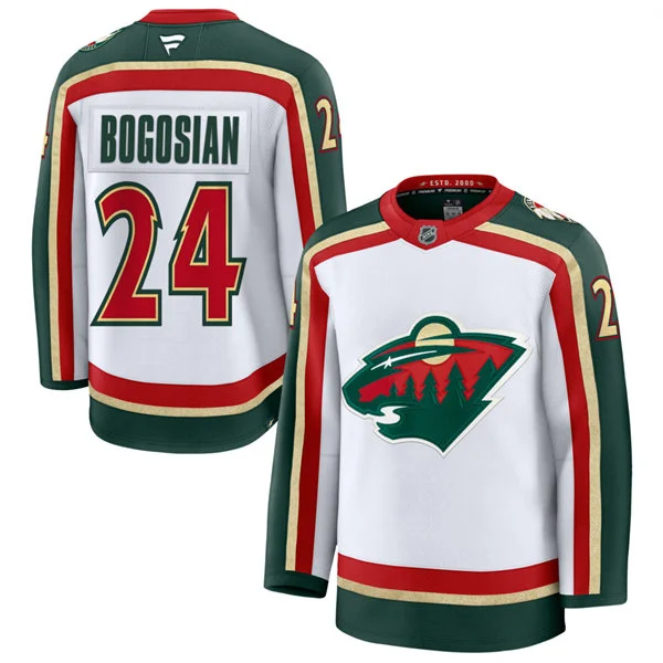  Men's Minnesota Wild #24 Zach Bogosian Fanatics White 25th Anniversary Premium Jersey 