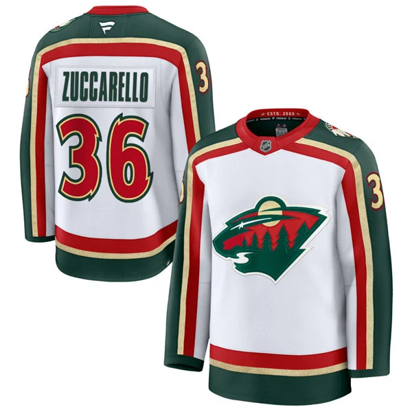  Men's Minnesota Wild #36 Mats Zuccarello Fanatics White 25th Anniversary Premium Jersey 