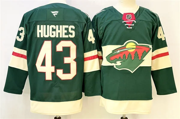  Men's Minnesota Wild #43 Quinn Hughes Fanatics Home Green Premium Player Jersey 