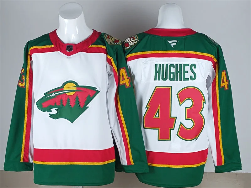  Men's Minnesota Wild #43 Quinn Hughes Fanatics White 25th Anniversary Premium Jersey 