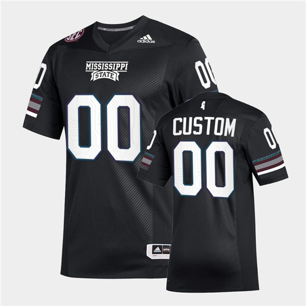  Men's Mississippi State Bulldogs Custom adidas 2020 Black Premier Strategy Football Jersey 