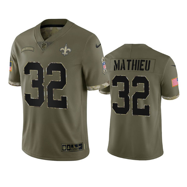  Men's New Orleans Saints #32 Tyrann Mathieu Olive 2022 Salute To Service Limited Jersey 