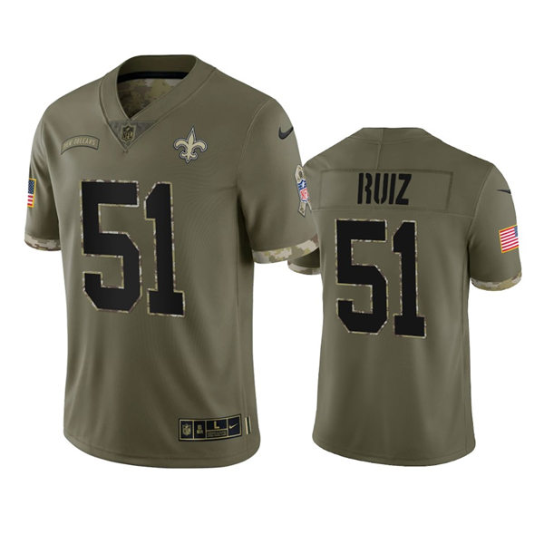  Men's New Orleans Saints #51 Cesar Ruiz Olive 2022 Salute To Service Limited Jersey 