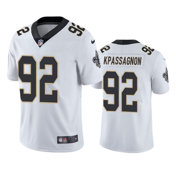  Men's New Orleans Saints #92 Tanoh Kpassagnon Nike White Vapor Untouchable Limited Jersey 