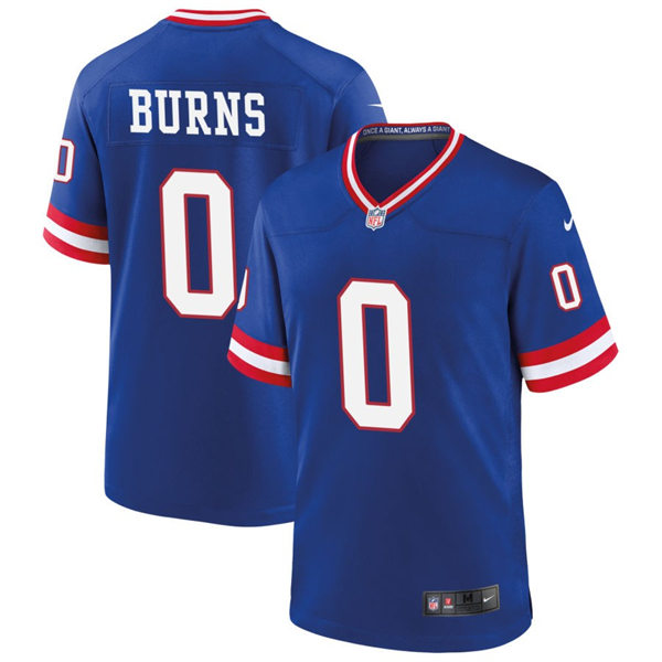  Men's New York Giants #0 Brian Burns Nike Royal Classic Limited Jersey 
