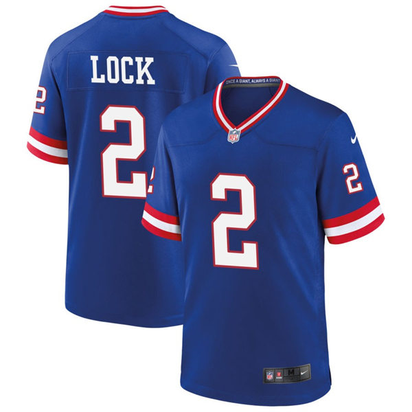  Men's New York Giants #2 Drew Lock Nike Royal Classic Limited Jersey 