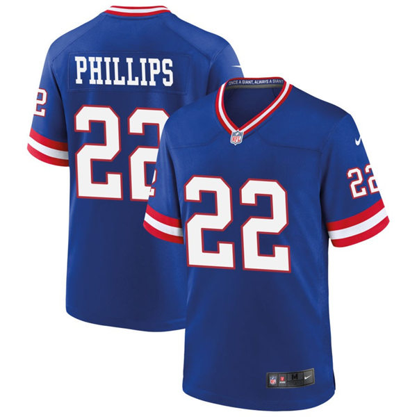  Men's New York Giants #22 Andru Phillips Nike Royal Classic Limited Jersey 