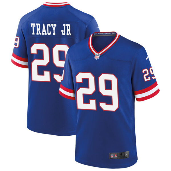  Men's New York Giants #29 Tyrone Tracy Jr. Nike Royal Classic Limited Jersey 