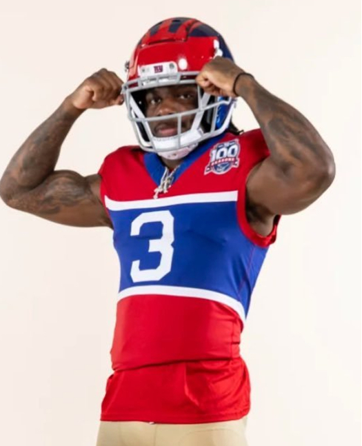  Men's New York Giants #3 Deonte Banks Century Red 100TH Season Commemorative Jersey 