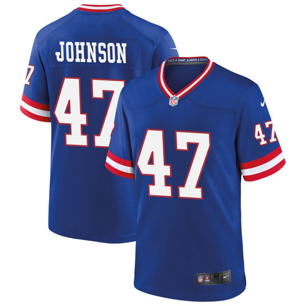  Men's New York Giants #47 Theo Johnson Nike Royal Classic Limited Jersey 