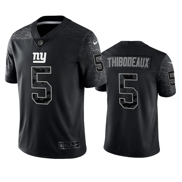  Men's New York Giants #5 Kayvon Thibodeaux Black Reflective Limited Jersey 
