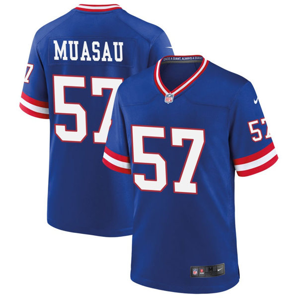  Men's New York Giants #57 Darius Muasau Nike Royal Classic Limited Jersey 