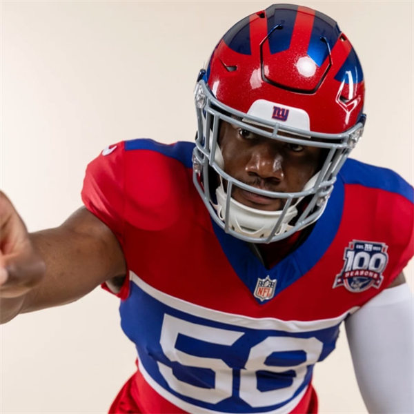  Men's New York Giants #58 Bobby Okereke Century Red 100TH Season Commemorative Jersey 