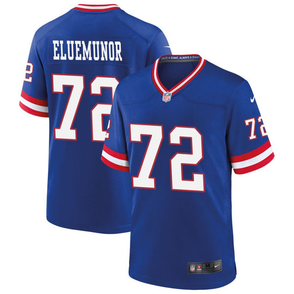  Men's New York Giants #72 Jermaine Eluemunor Nike Royal Classic Limited Jersey 
