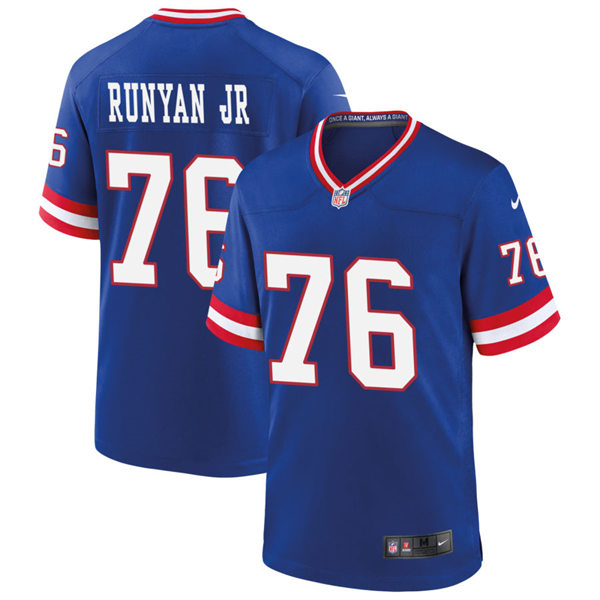  Men's New York Giants #76 Jon Runyan Jr. Nike Royal Classic Limited Jersey 