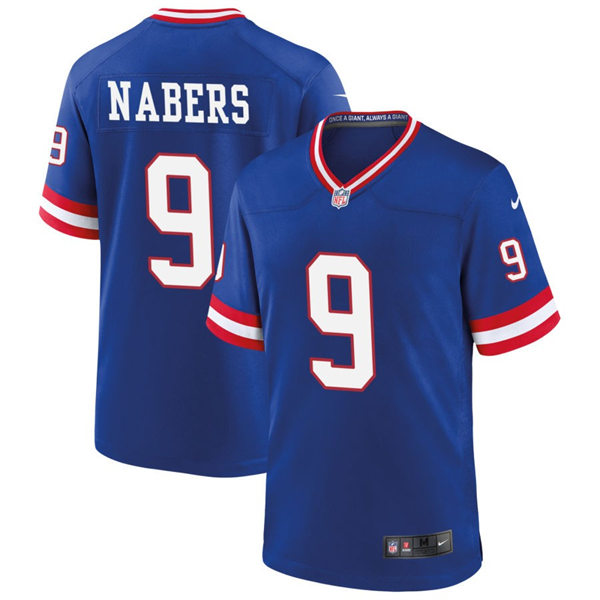  Men's New York Giants #9 Malik Nabers Nike Royal Classic Limited Jersey 