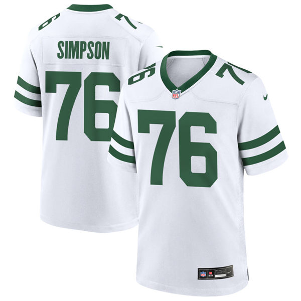  Men's New York Jets #76 John Simpson White Legacy Game Jersey 