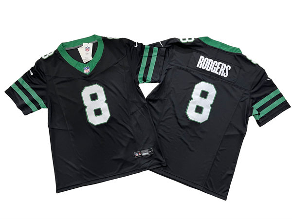  Men's New York Jets #8 Aaron Rodgers Nike Black Alternate Legacy Game Jersey 