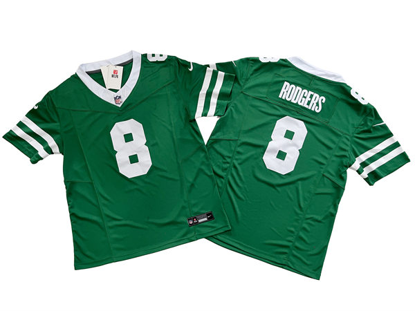 Men's New York Jets #8 Aaron Rodgers Nike Green Legacy Game Jersey 