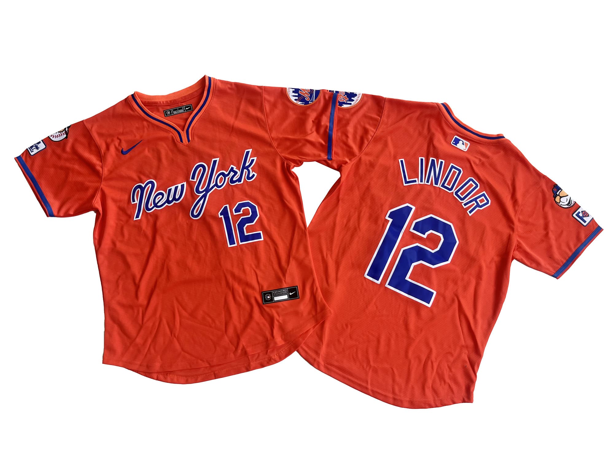 -Men's New York Mets 12# Francisco Lindor Nike Orange Limited Player Jersey