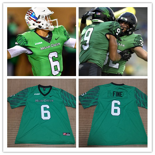  Men's North Texas Mean Green Custom Nike Green Pattern Sleeves College Football Jersey 