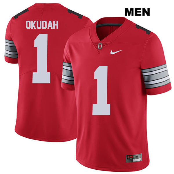  Men's Ohio State Buckeyes #1 Jeff Okudah Nike Red Throwback Football Jersey