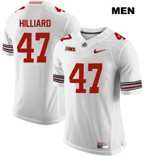  Men's Ohio State Buckeyes #47 Justin Hilliard Nike White Football Jersey