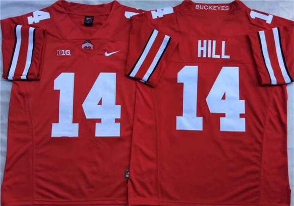  Men's Ohio State Buckeyes#14 K.J. Hill Red Football Jersey