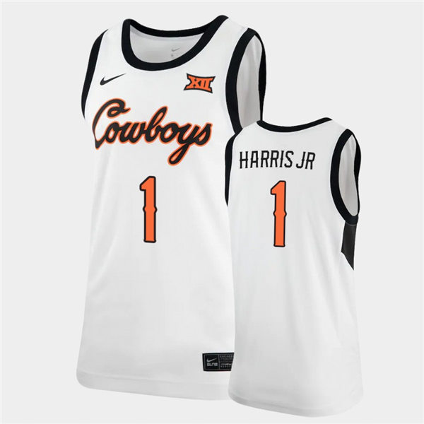  Men's Oklahoma State Cowboys #1 Chris Harris Jr. Nike white College Basketball Game Jersey