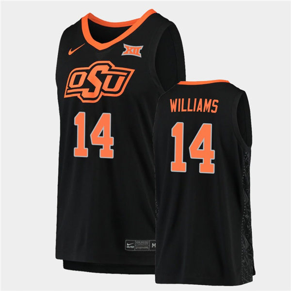  Men's Oklahoma State Cowboys #14 Bryce Williams Nike Black College Basketball Game Jersey 