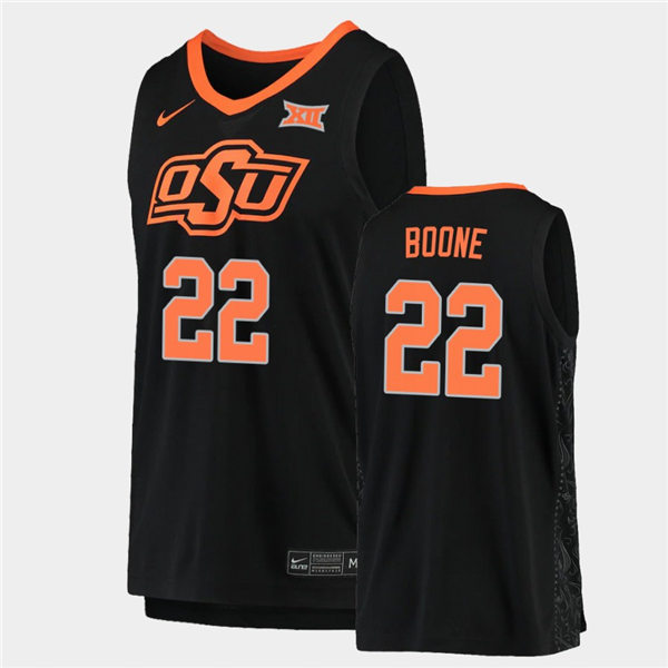  Men's Oklahoma State Cowboys #22 Kalib Boone Nike Black College Basketball Game Jersey