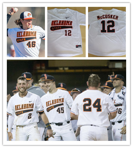  Men's Oklahoma State Cowboys Custom Nike White Pullover Baseball Jersey
