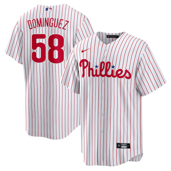  Men's Philadelphia Phillies #58 Seranthony Dominguez Nike White Home Limited Player Jersey 