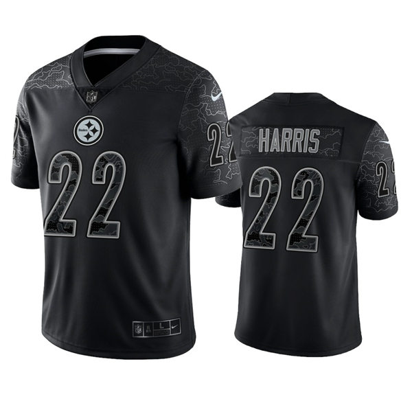  Men's Pittsburgh Steelers #22 Najee Harris Black Reflective Limited Jersey 