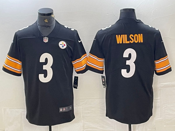  Men's Pittsburgh Steelers #3 Russell Wilson Nike 2023 Black Vapor F.U.S.E. Limited Jersey 