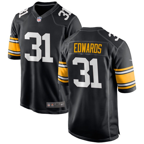  Men's Pittsburgh Steelers #31 Daijun Edwards Nike Black Big Number Alternate Vapor Limited Jersey 