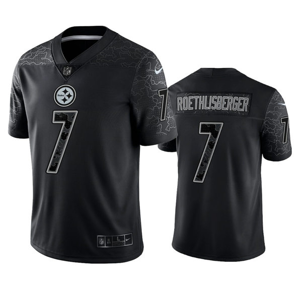  Men's Pittsburgh Steelers #7 Ben Roethlisberger Black Reflective Limited Jersey 