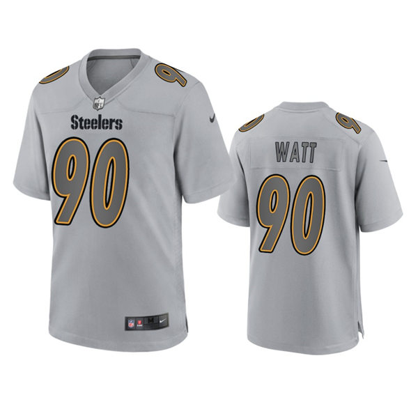  Men's Pittsburgh Steelers #90 T.J. Watt Gray Atmosphere Fashion Game Jersey 