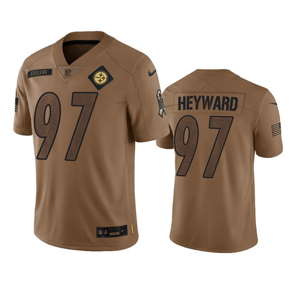  Men's Pittsburgh Steelers #97 Cameron Heyward Brown 2023 Salute To Service Limited Jersey 