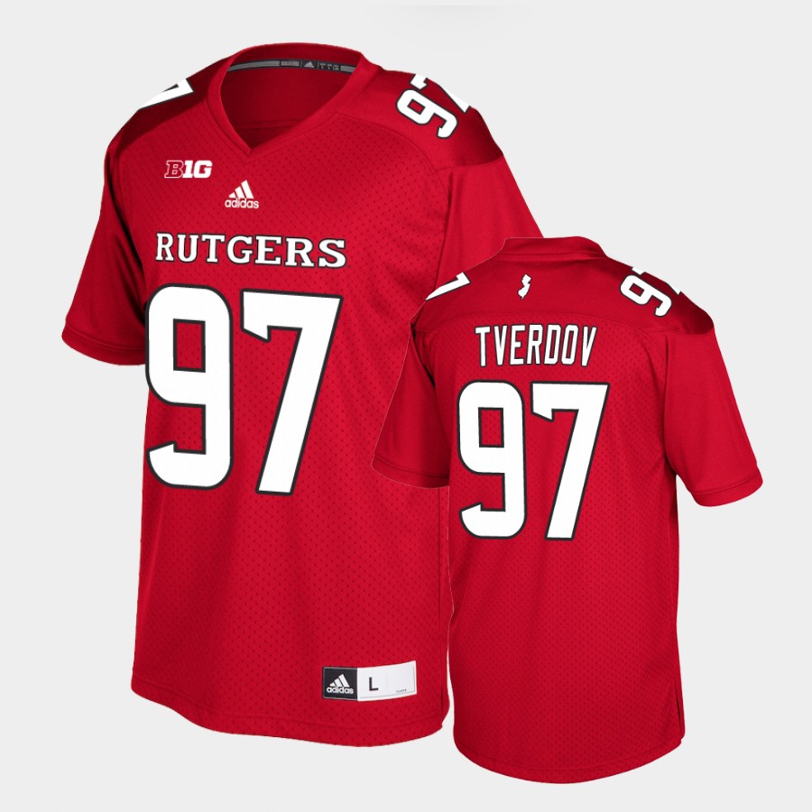  Men's Rutgers Scarlet Knights #97 Mike Tverdov Scarlet Adidas College Football Jersey