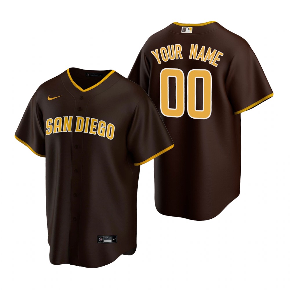  Men's San Diego Padres Custom Nike Brown 2020 Stitched MLB Cool Base Road Jersey 