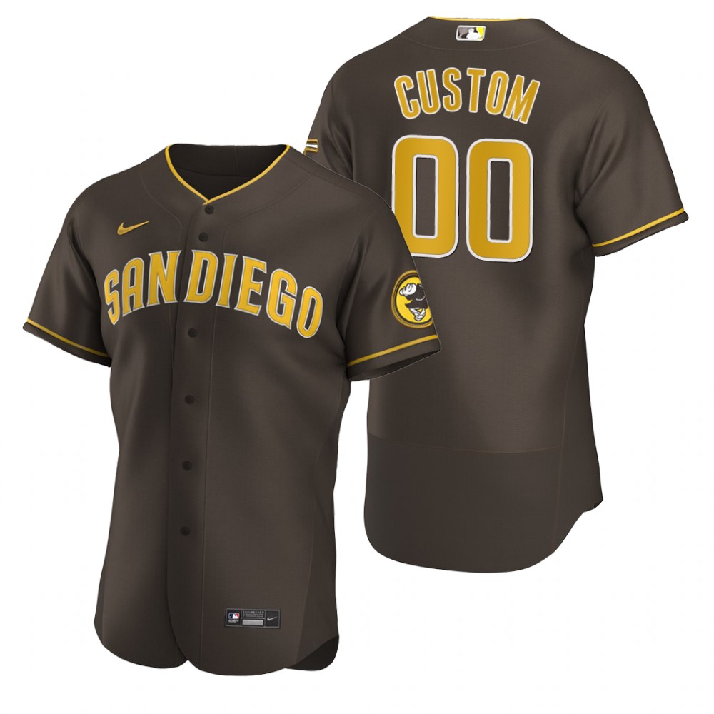  Men's San Diego Padres Custom Nike Brown Stitched MLB Flex Base Jersey 