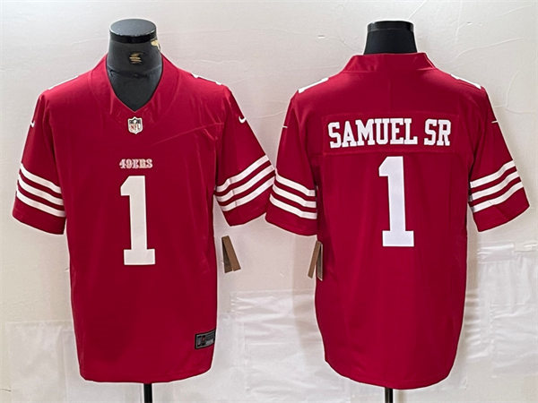  Men's San Francisco 49ers #1 Deebo Samuel Sr  Nike Scarlet F.U.S.E. Vapor Limited Jersey 